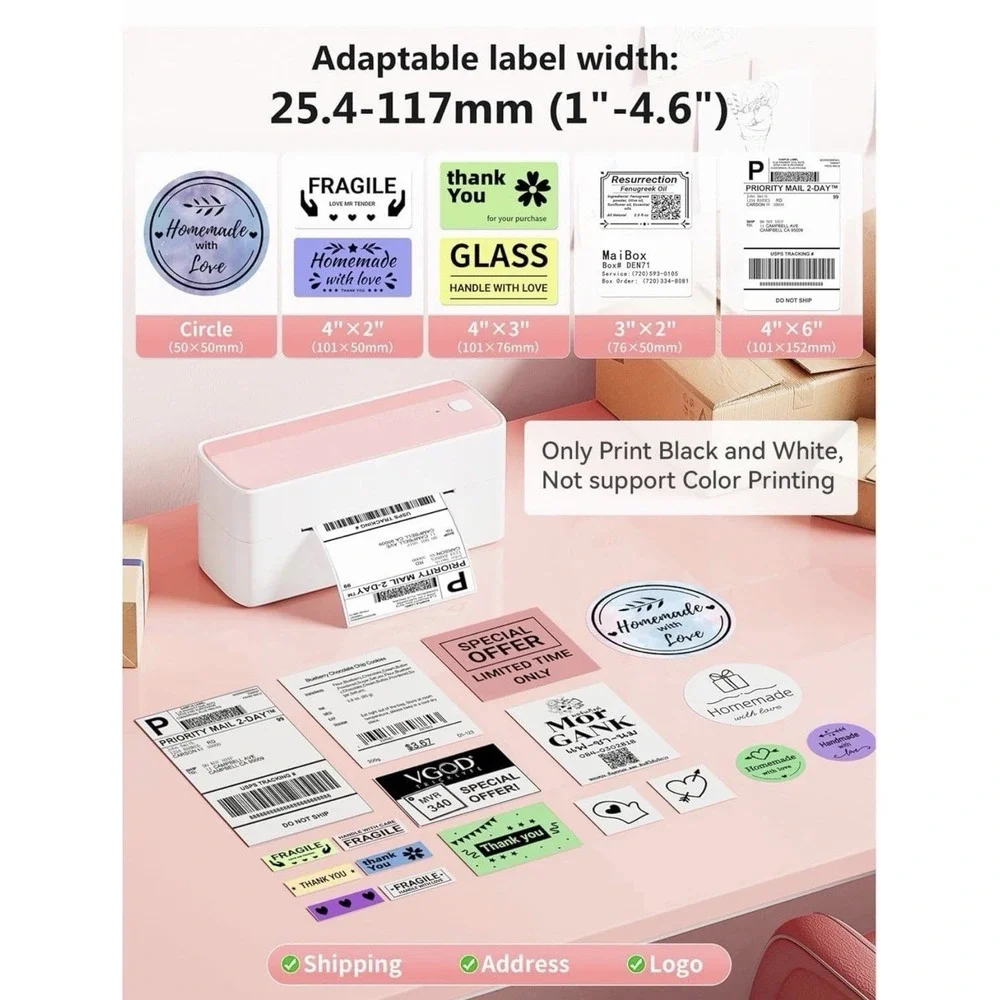 Phomemo 241BT Bluetooth Thermal Label Printer 4X6 Printer or Shipping Labels
